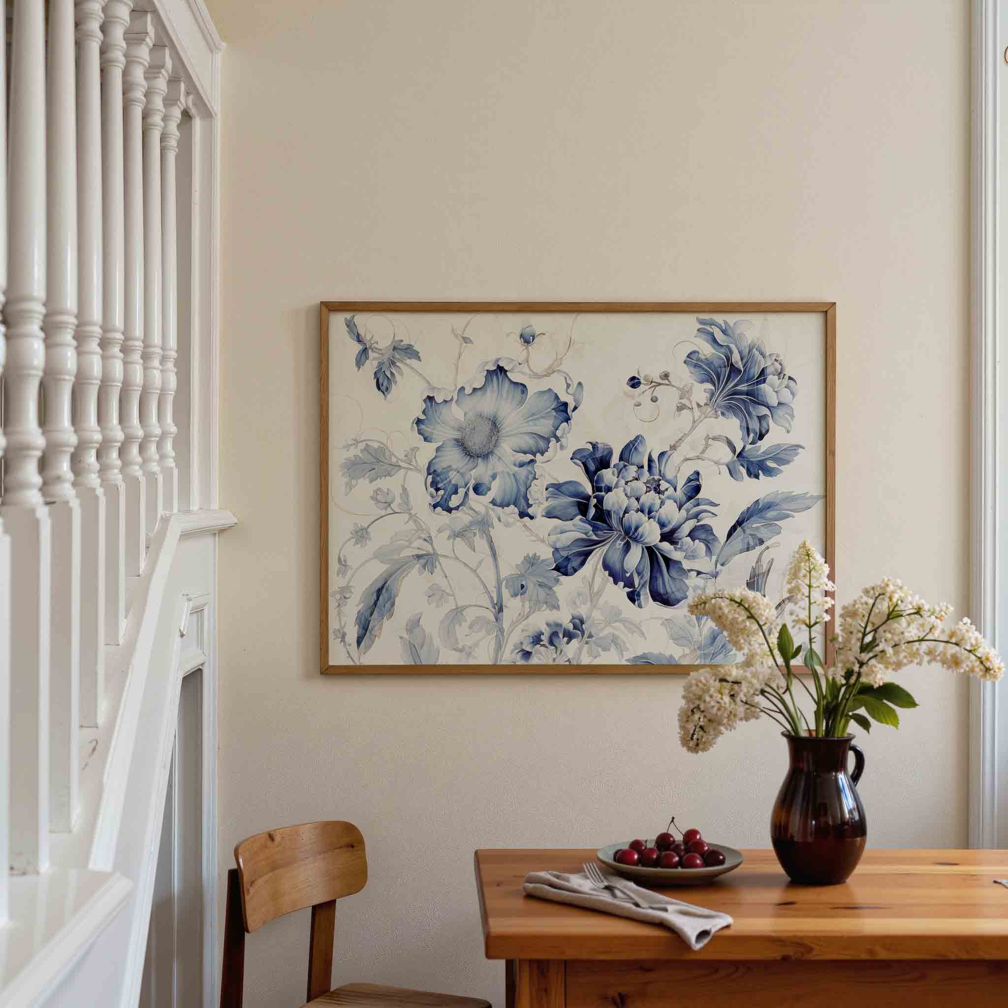 Blauwe bloemen Poster