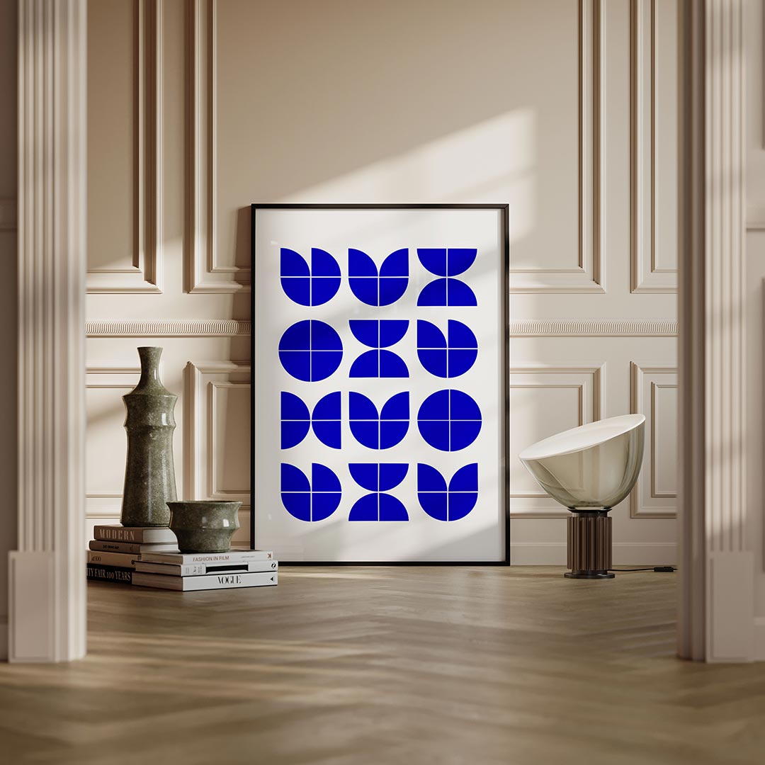 Vormritme blauw Poster