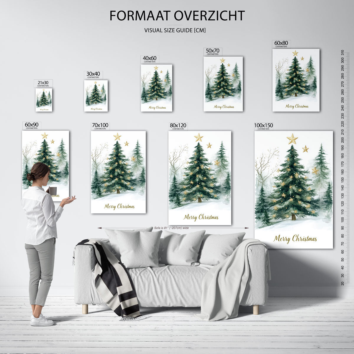 Kerstboom met sterren Poster