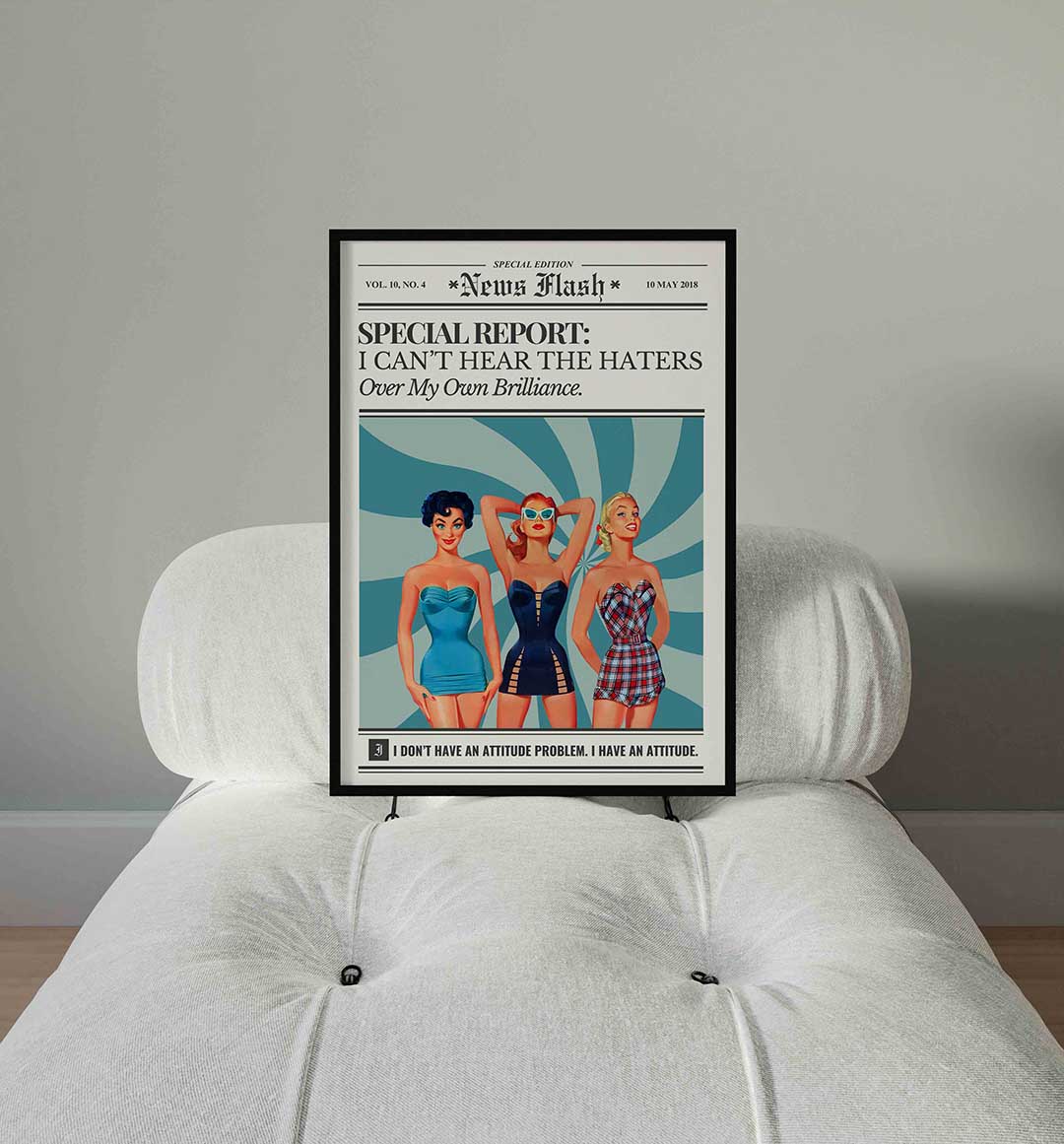 Drie vrouwen in retro badmode Poster