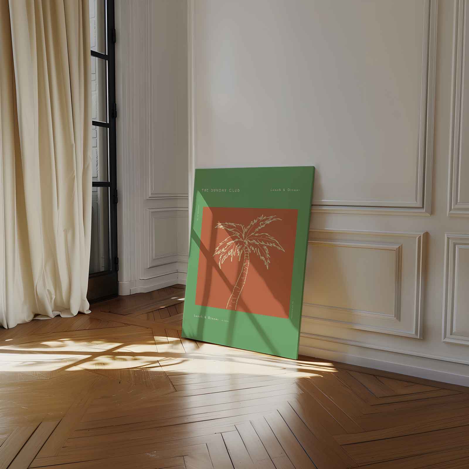 Tropische Vibes Palm Illustratie Kunstwerk-canvas-dibond-plexiglas-wanddecoratie-WallArtistic