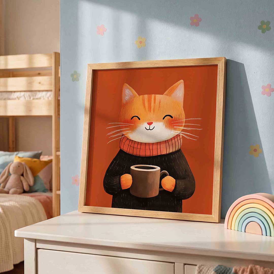Kat met mok Poster