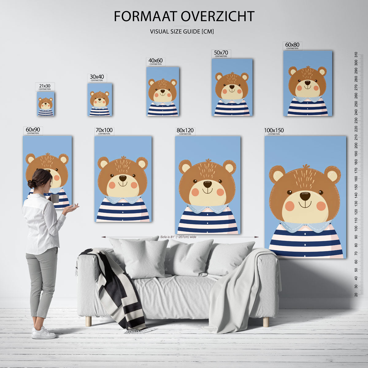 Beer met streepjestrui Poster