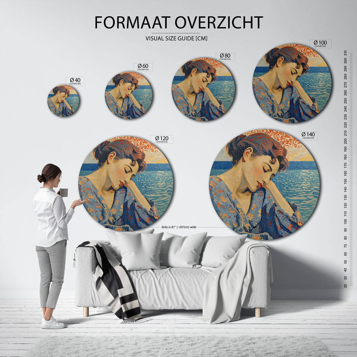 Vrouw bij zee Muurcirkel