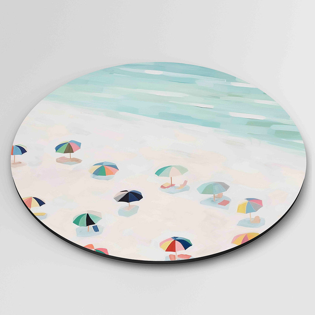 Strand met parasols Muurcirkel