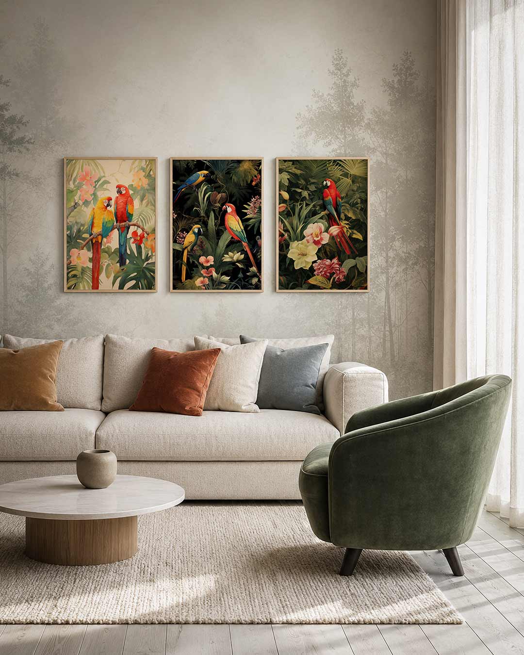 Kleurrijke papegaaien Posterset