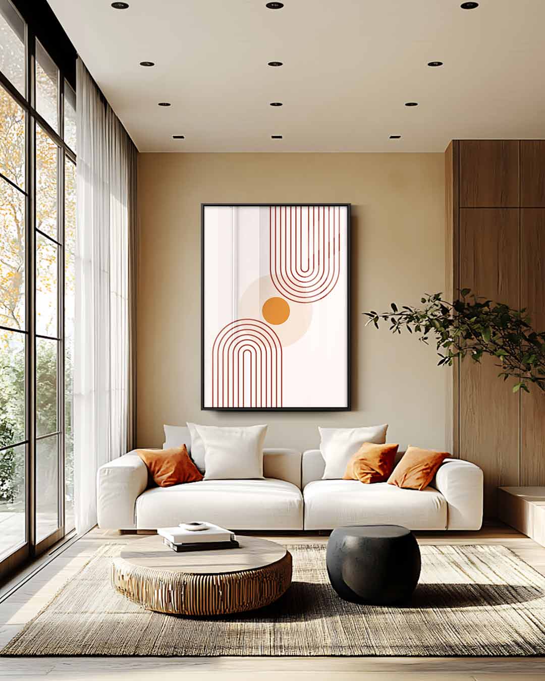 Retro Cirkelpatroon Wanddecoratie Kunstwerk-canvas-dibond-plexiglas-wanddecoratie-WallArtistic