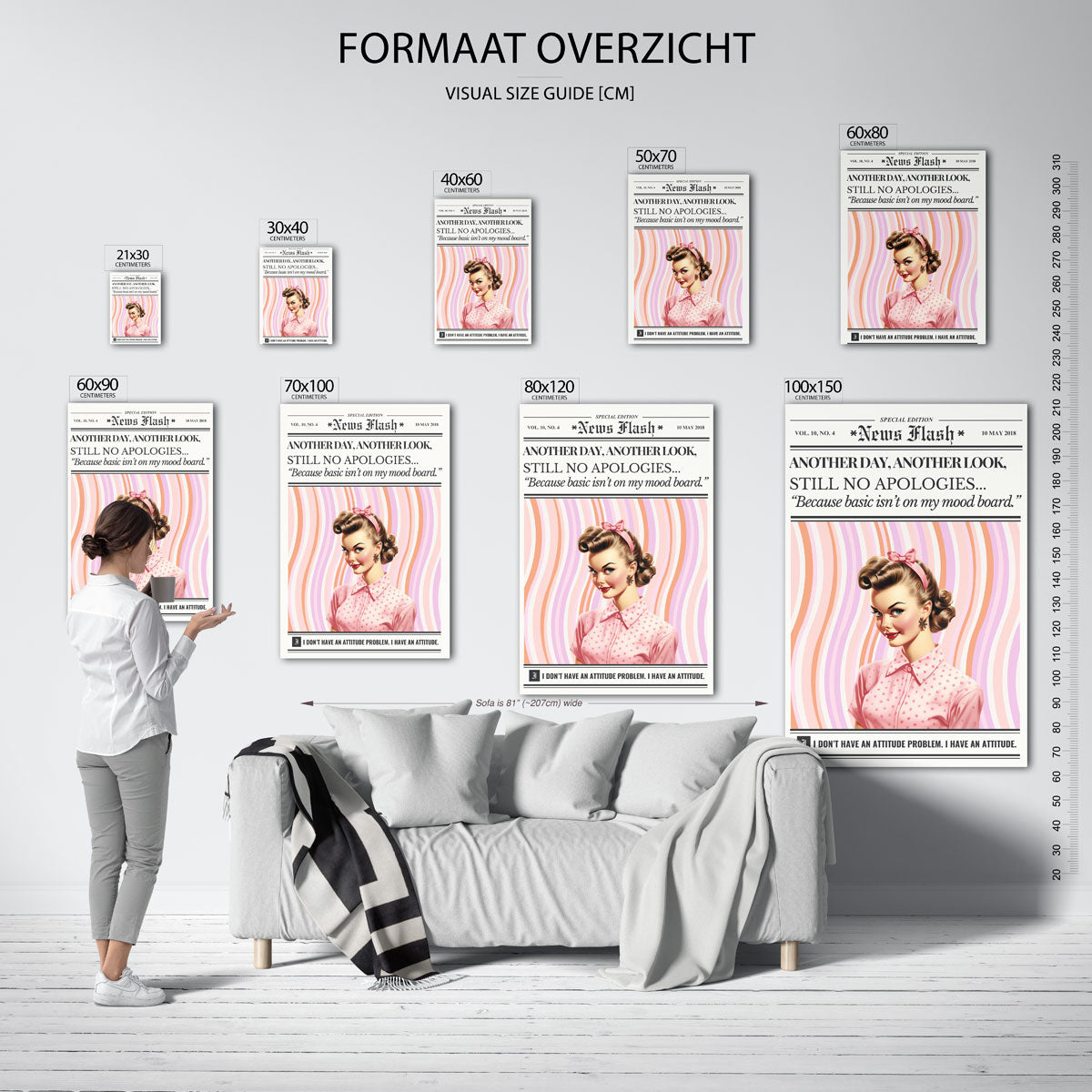 Retro dame met tekst Poster