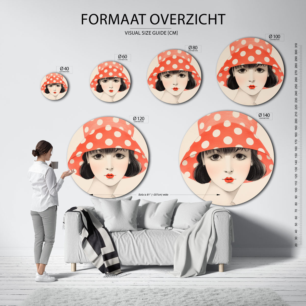 Vrouw met hoed Muurcirkel