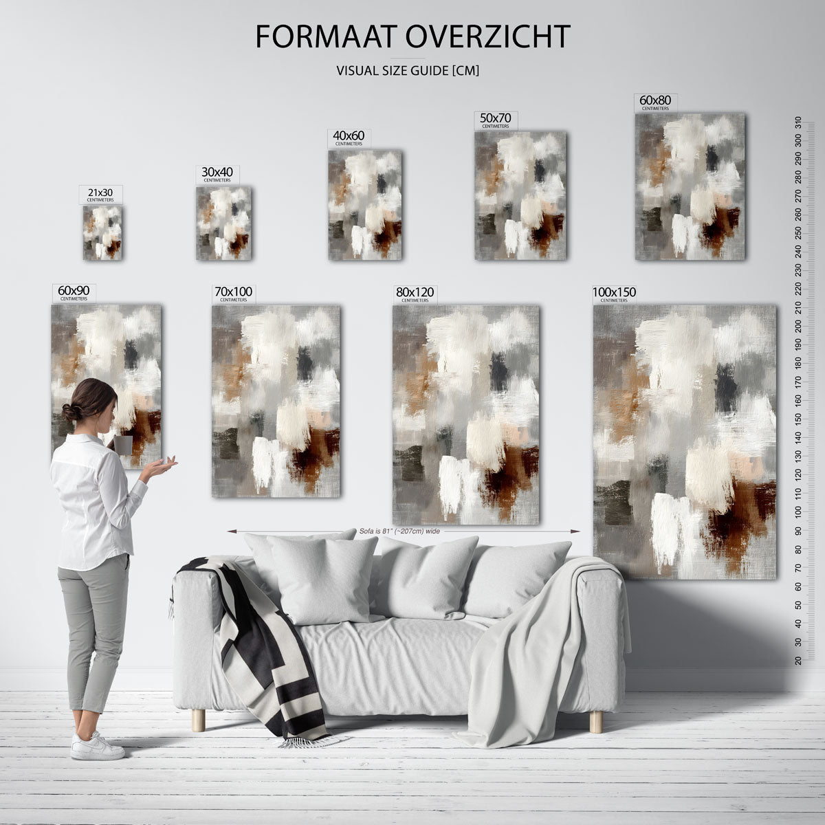 Abstracte beige en grijze Poster
