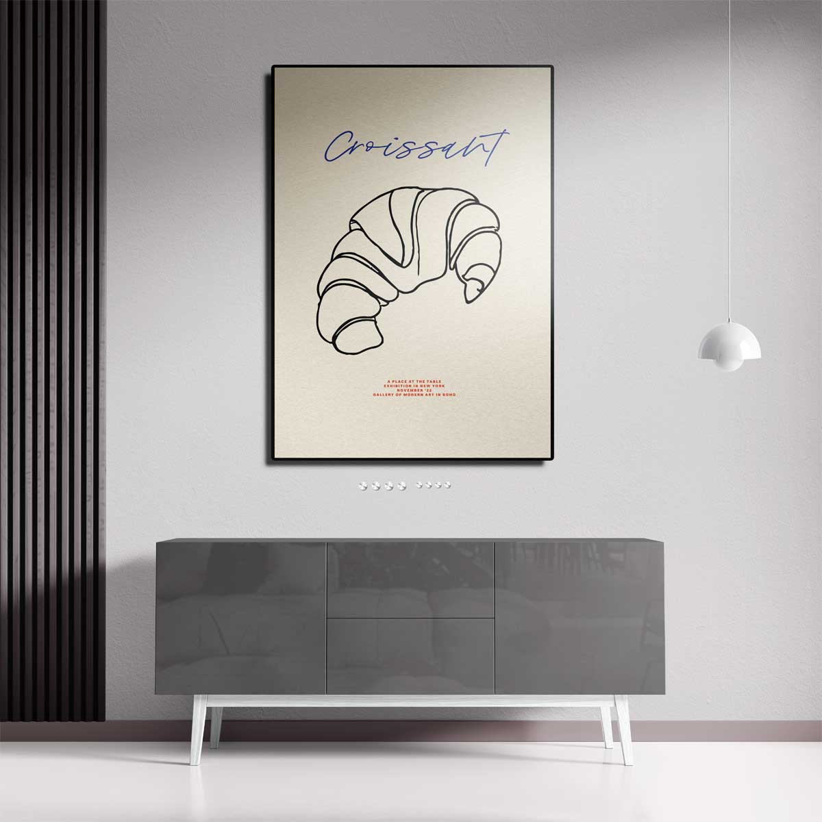 Croissant Line Art Kunstwerk-canvas-dibond-plexiglas-wanddecoratie-WallArtistic
