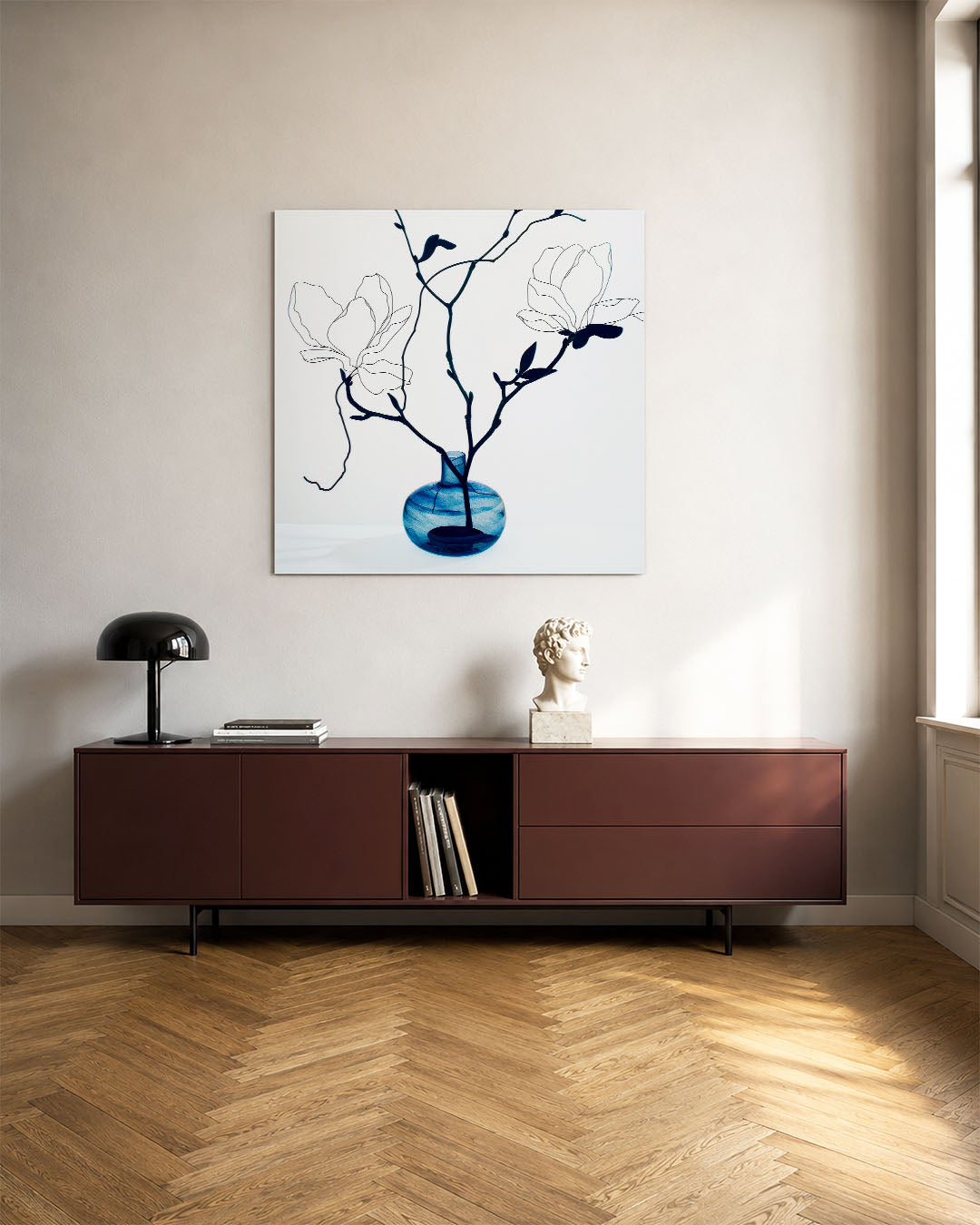 Lijnbloemen in vaas Kunstwerk