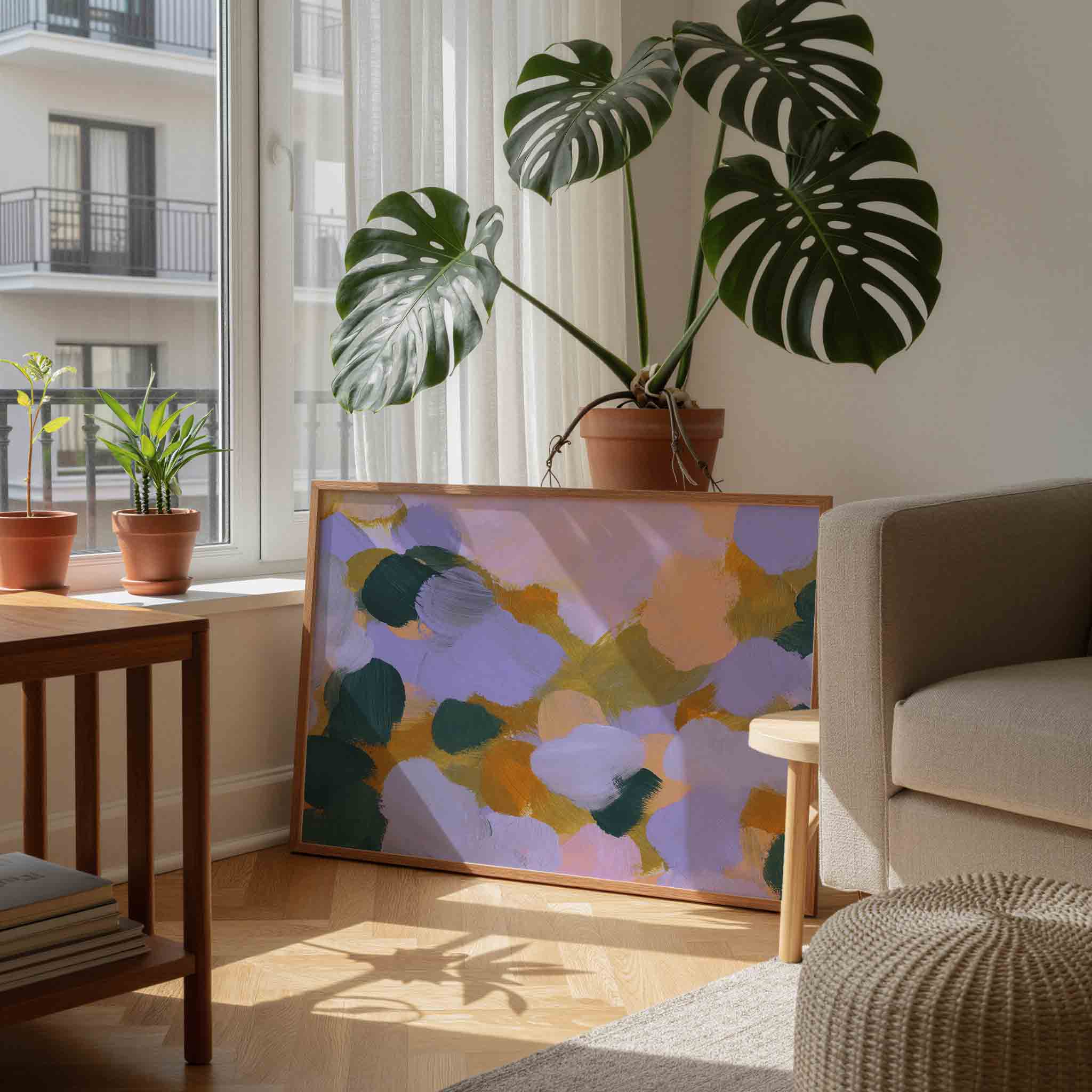 Abstracte penseelstreken Poster