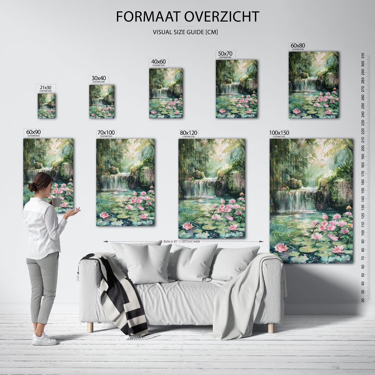 Waterval en bloemen Poster