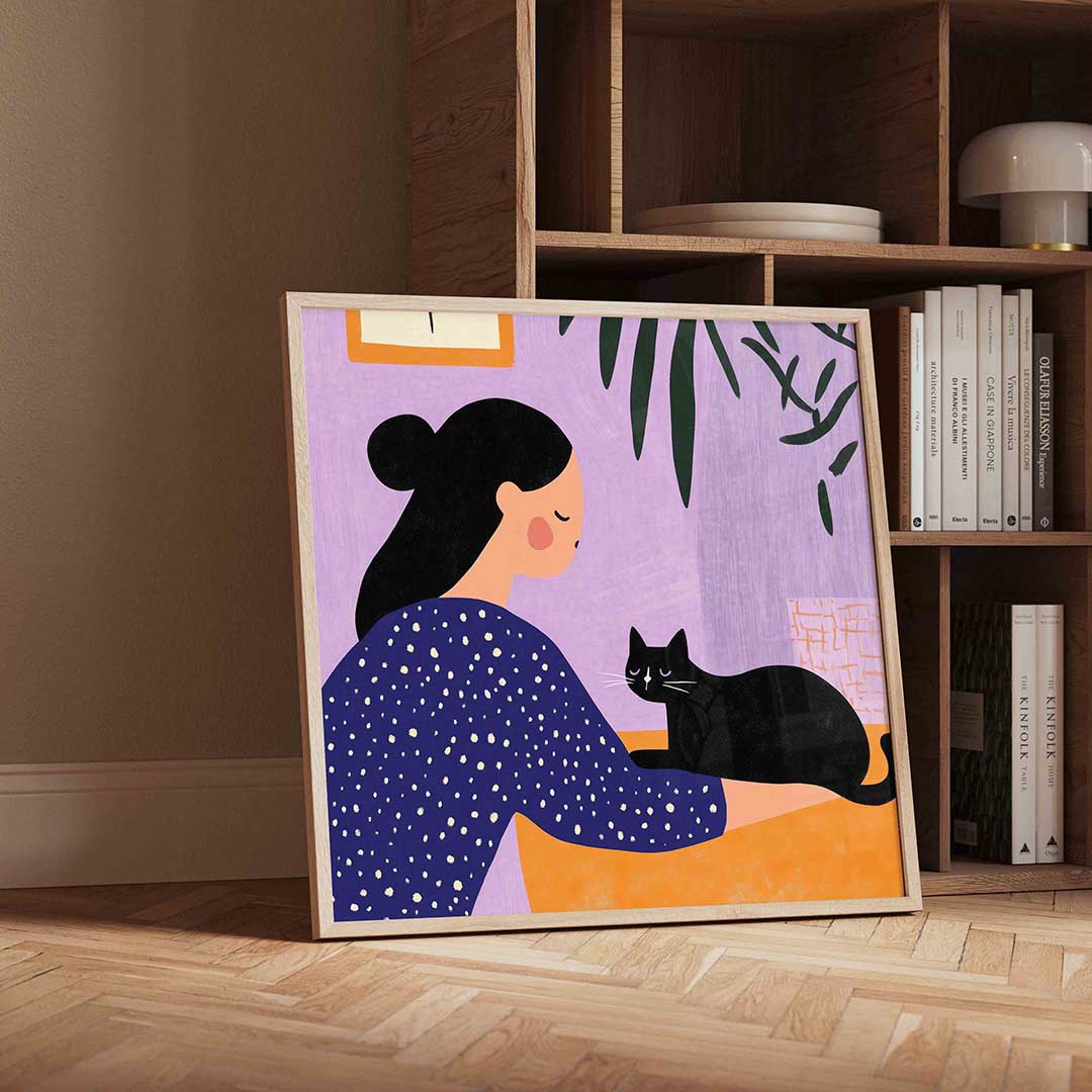 Vrouw met kat Poster