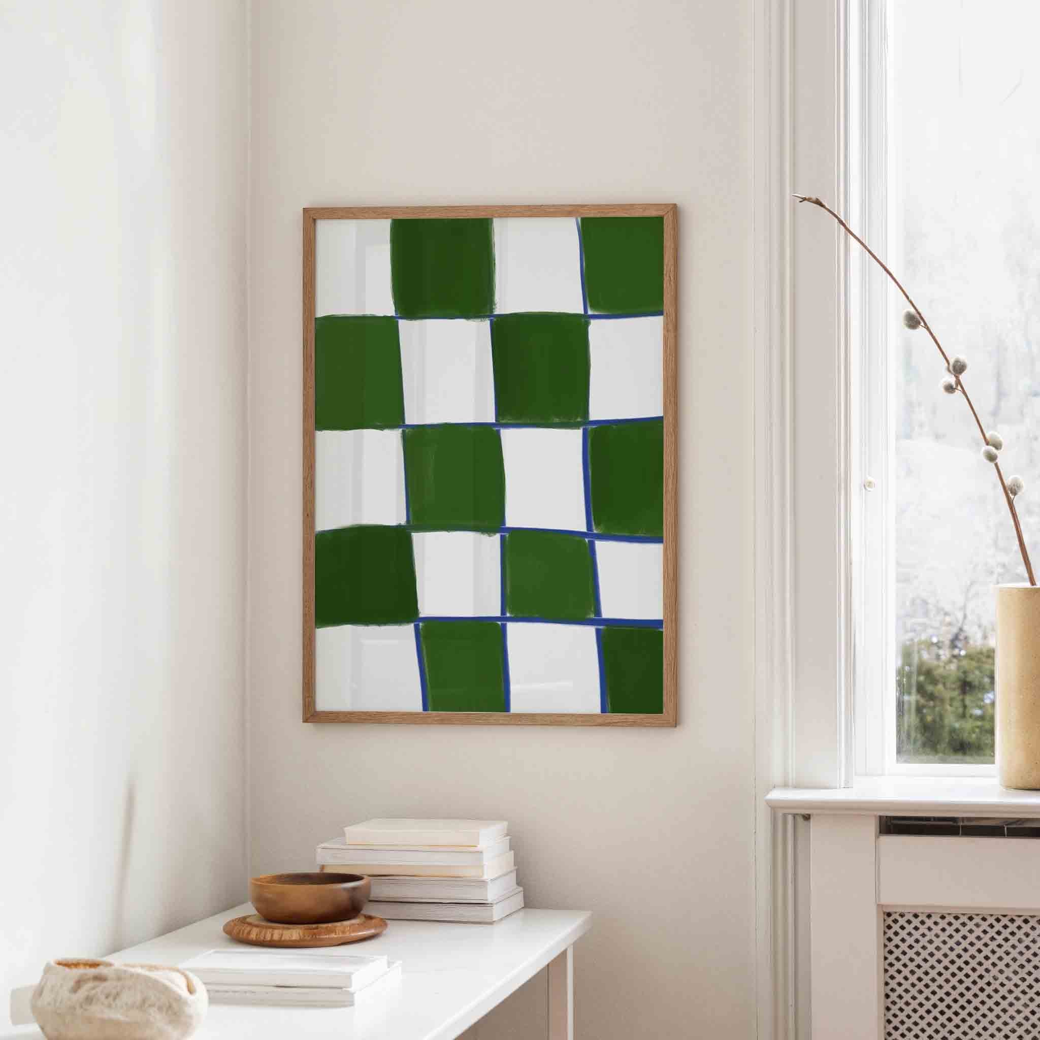 Groene en witte blokken Poster