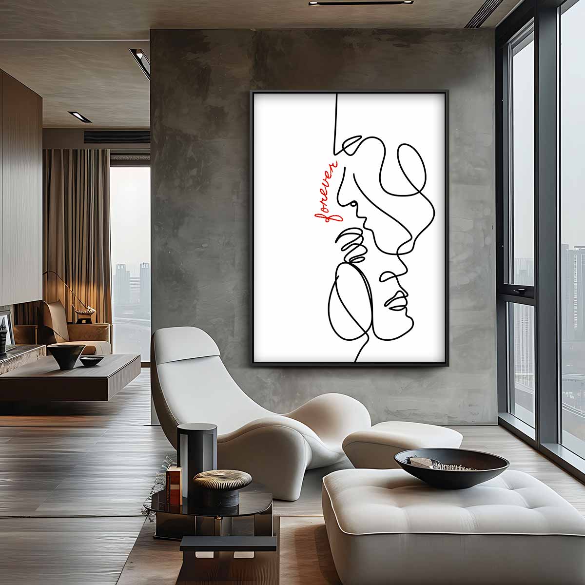 One Line Liefdeskunst Kunstwerk-canvas-dibond-plexiglas-wanddecoratie-WallArtistic