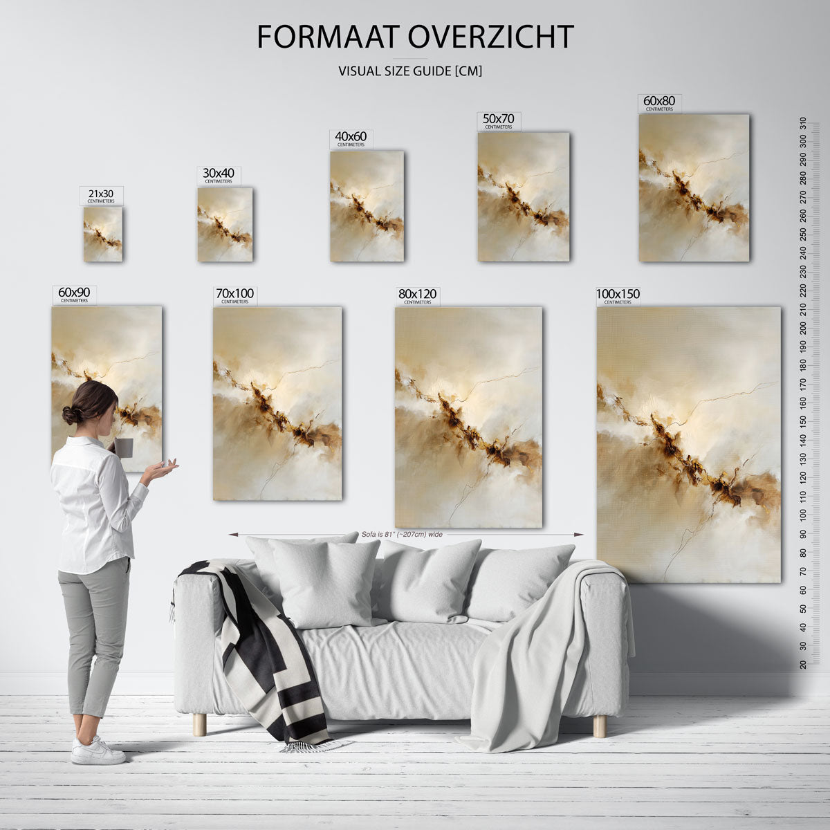 Abstracte beige en bruine Poster