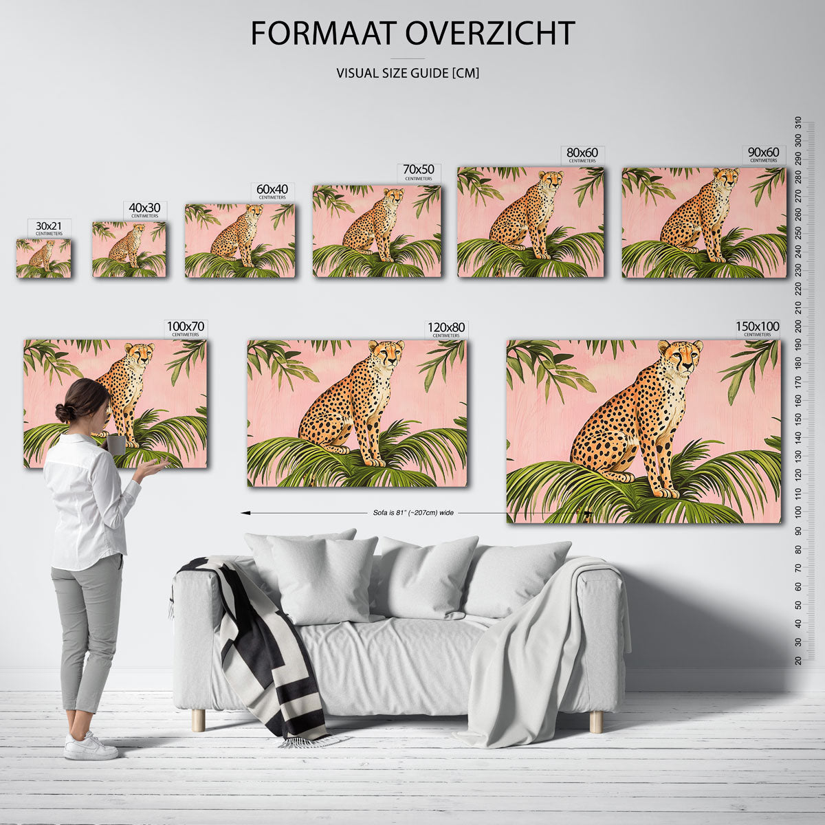 Luipaard op palmbladeren Poster