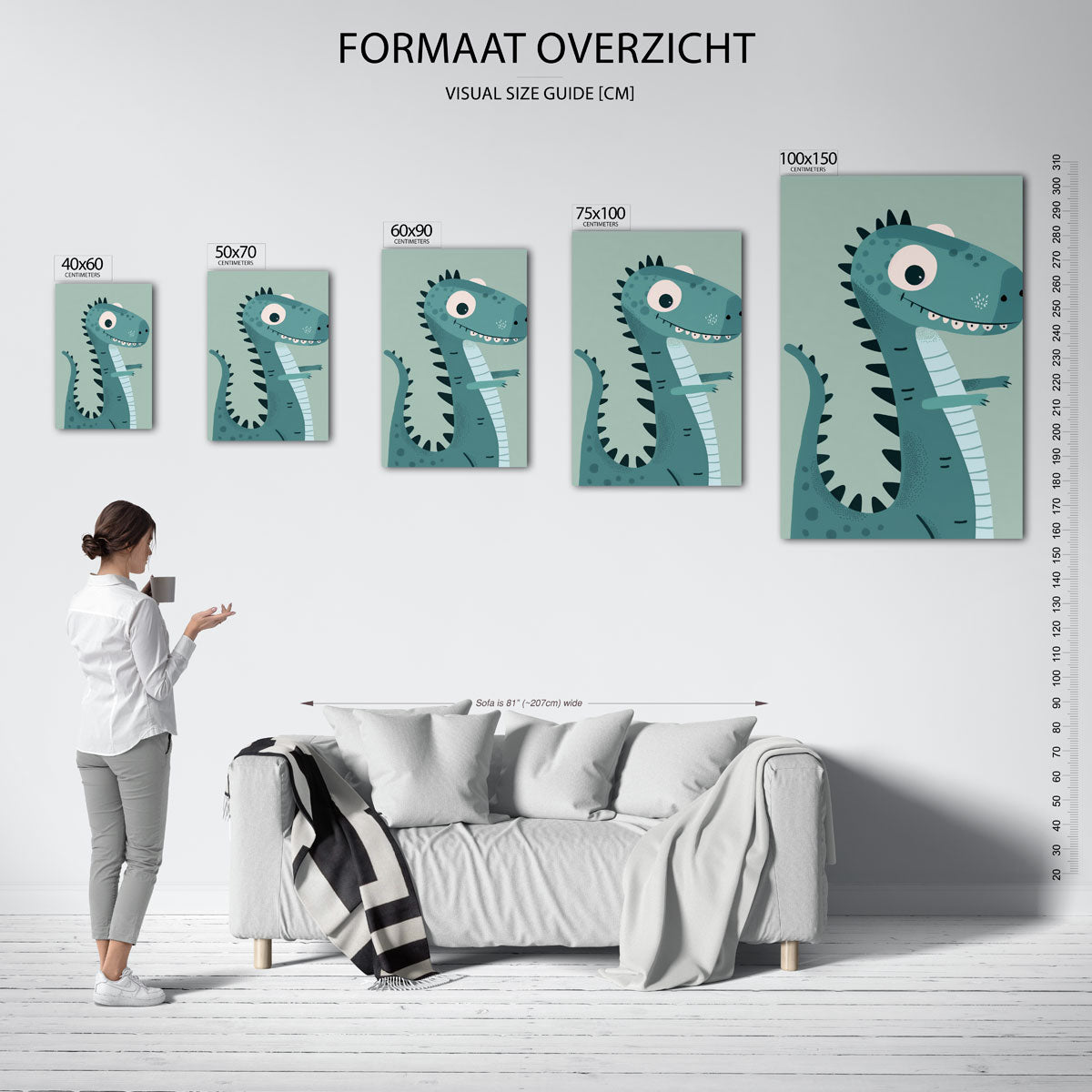 Speelse dinosaurus illustratie Kunstwerk