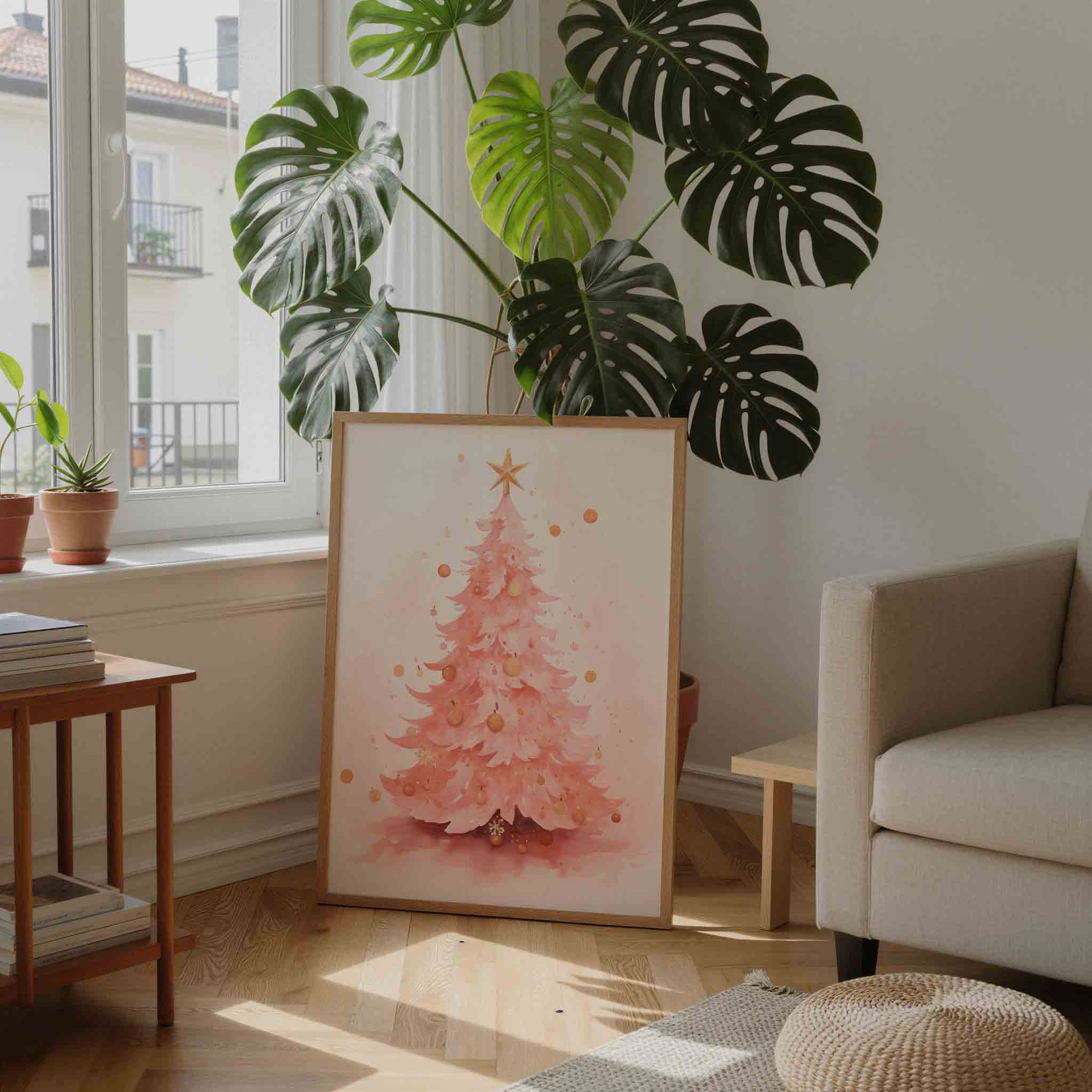Roze kerstboom Poster
