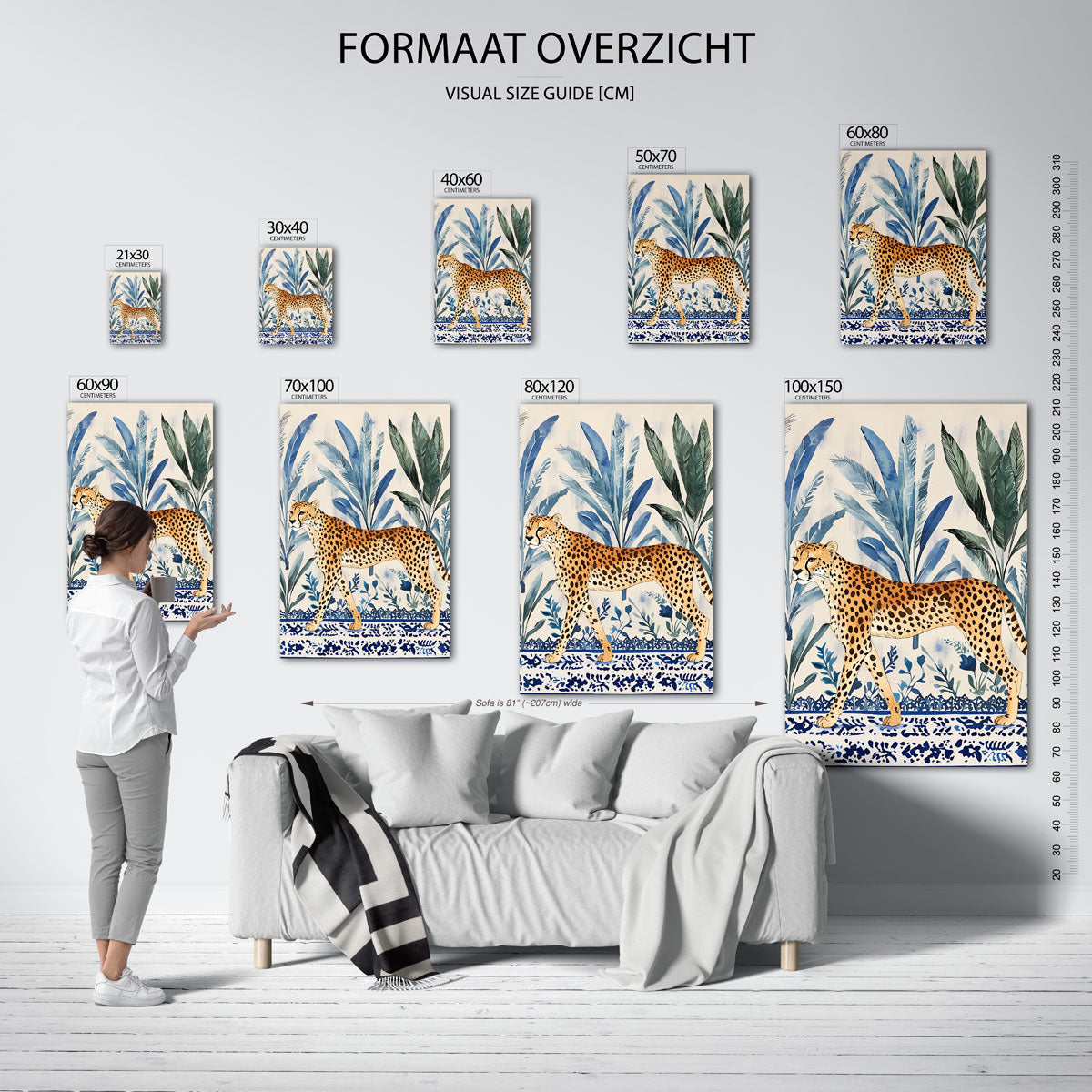 Luipaard en bladeren Poster