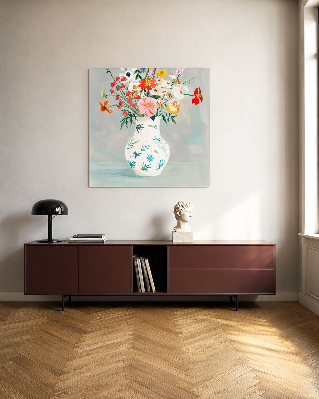 Bloemrijke vaas Kunstwerk