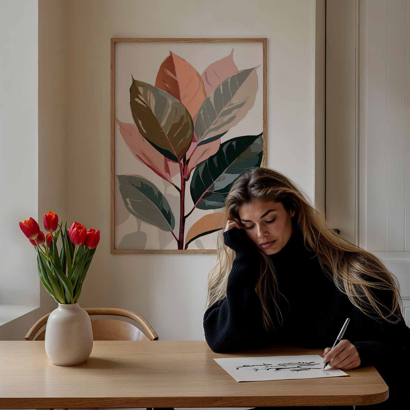 Botanische Kunstposter met Bladeren Poster-WallArtistic