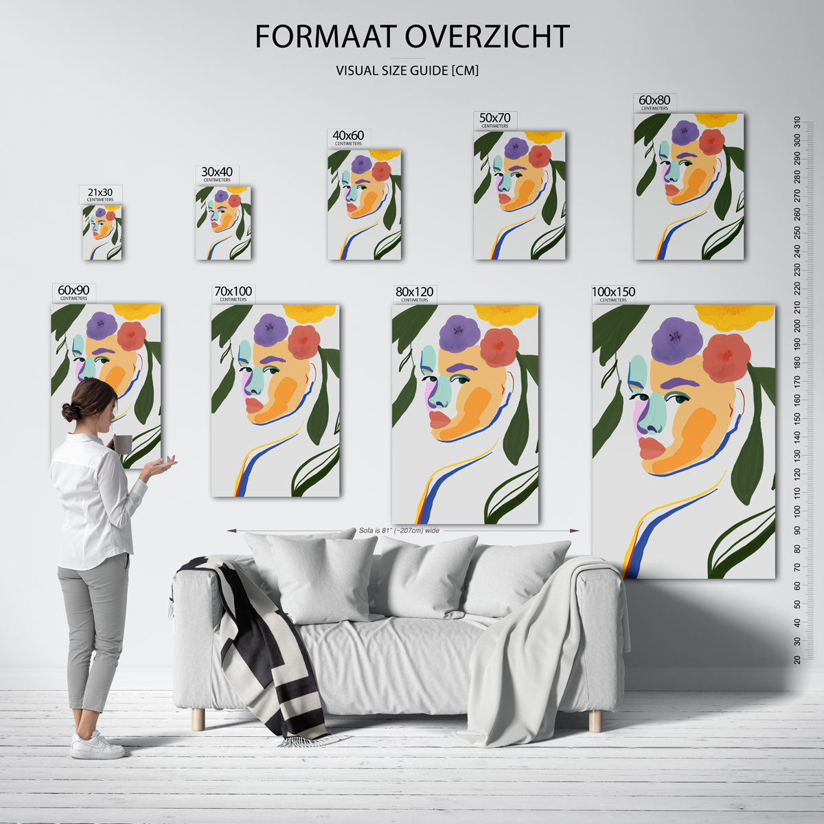 Bloemen en gezicht Poster