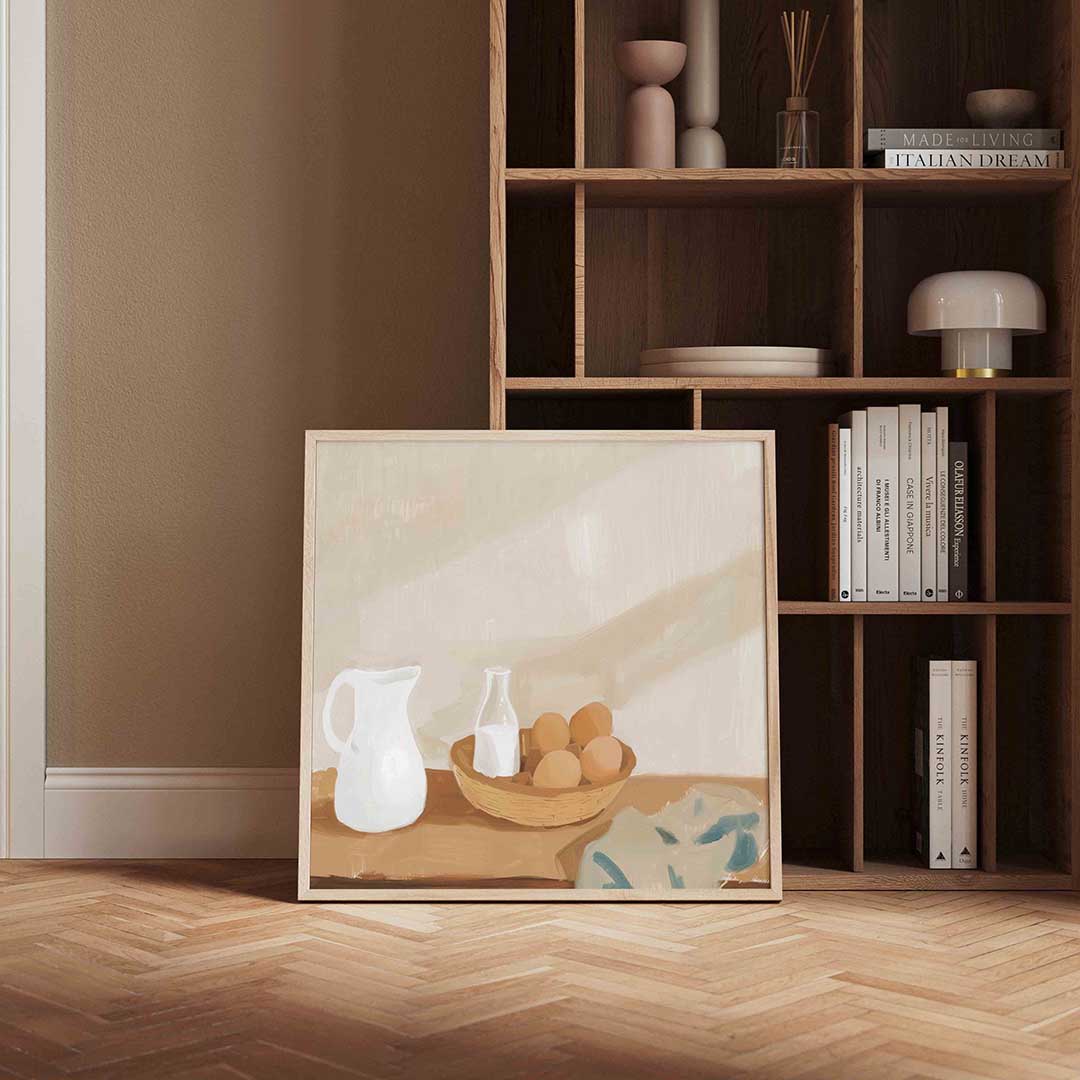 Stilleven met karaf en eieren Poster