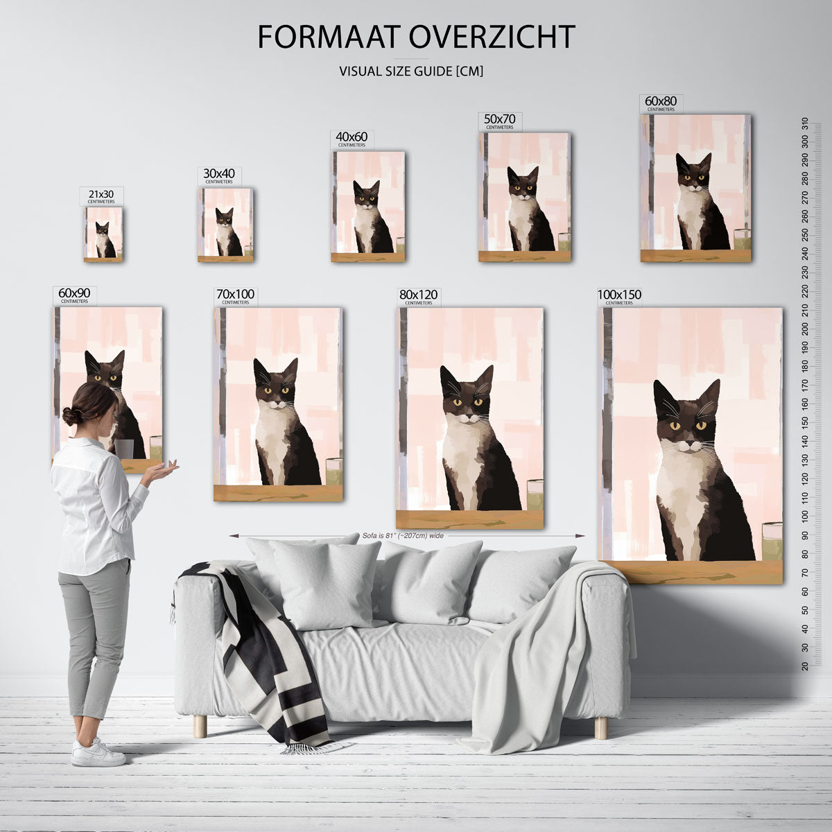 Kat met glas Poster