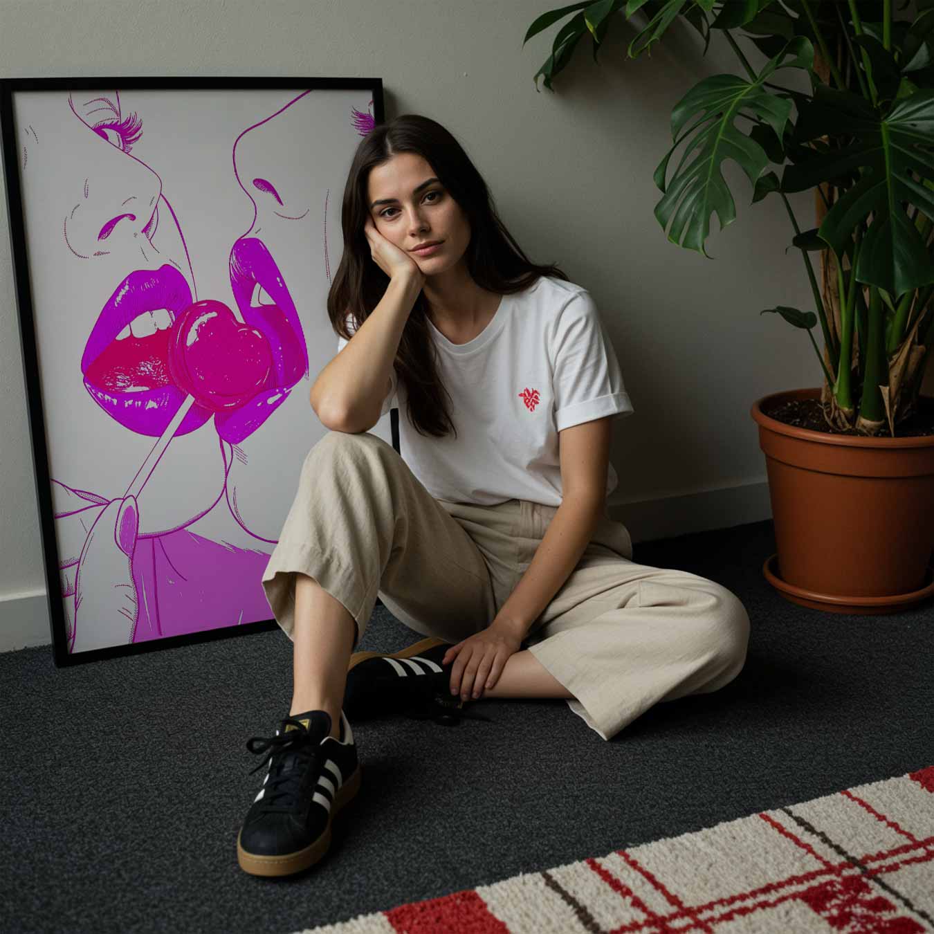 Verleidelijke Lolly Kus Poster-WallArtistic