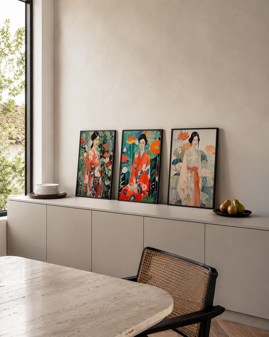 Bloemen en kimono Posterset