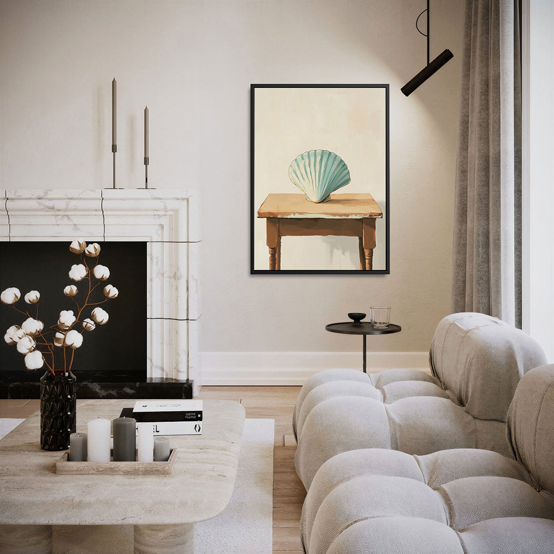 Schelp op tafel Kunstwerk
