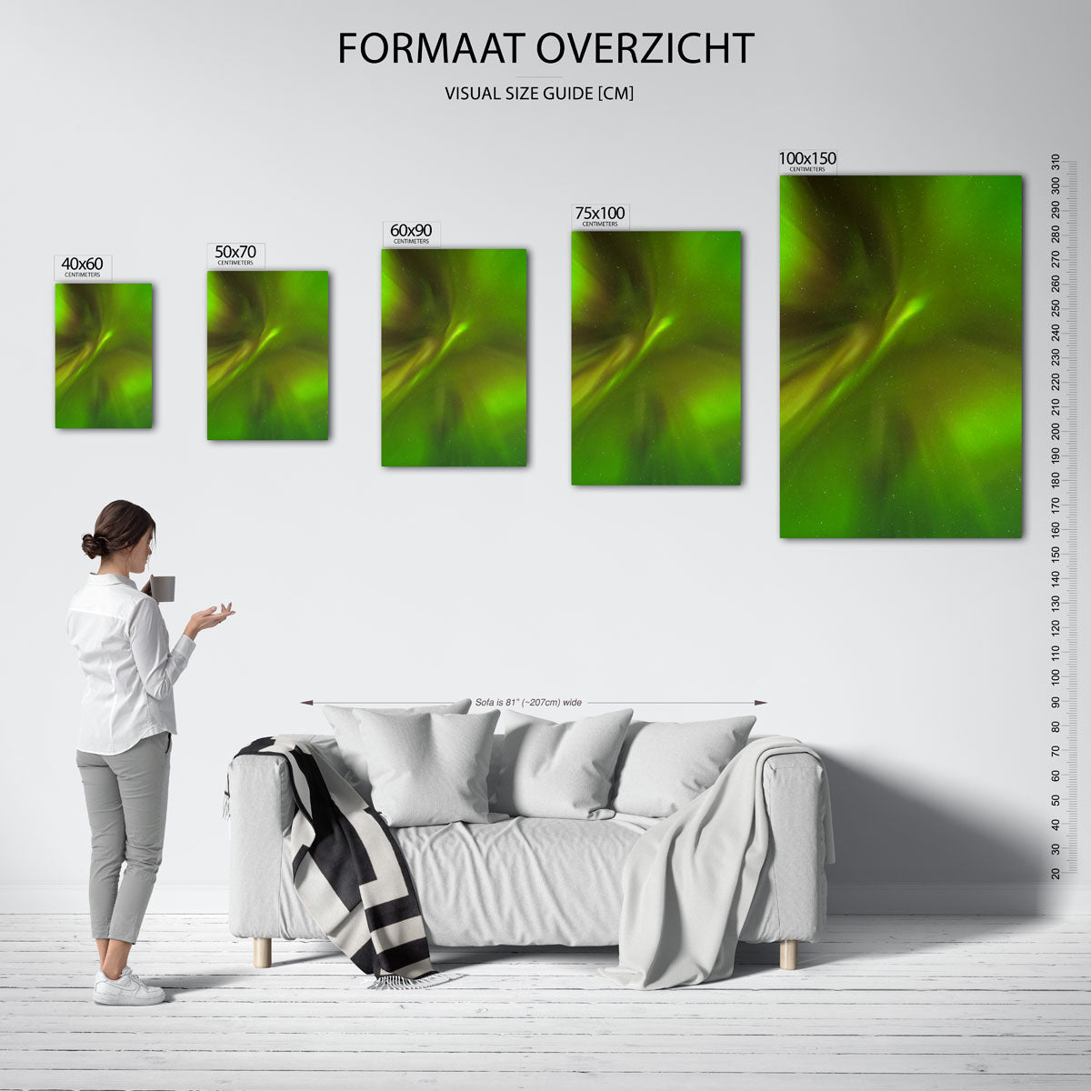 Lichtgolven in de nacht Kunstwerk