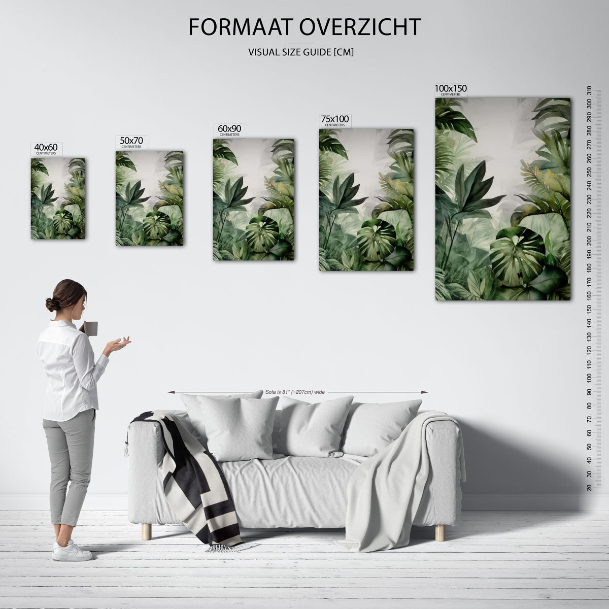 Groene bladeren compositie Kunstwerk