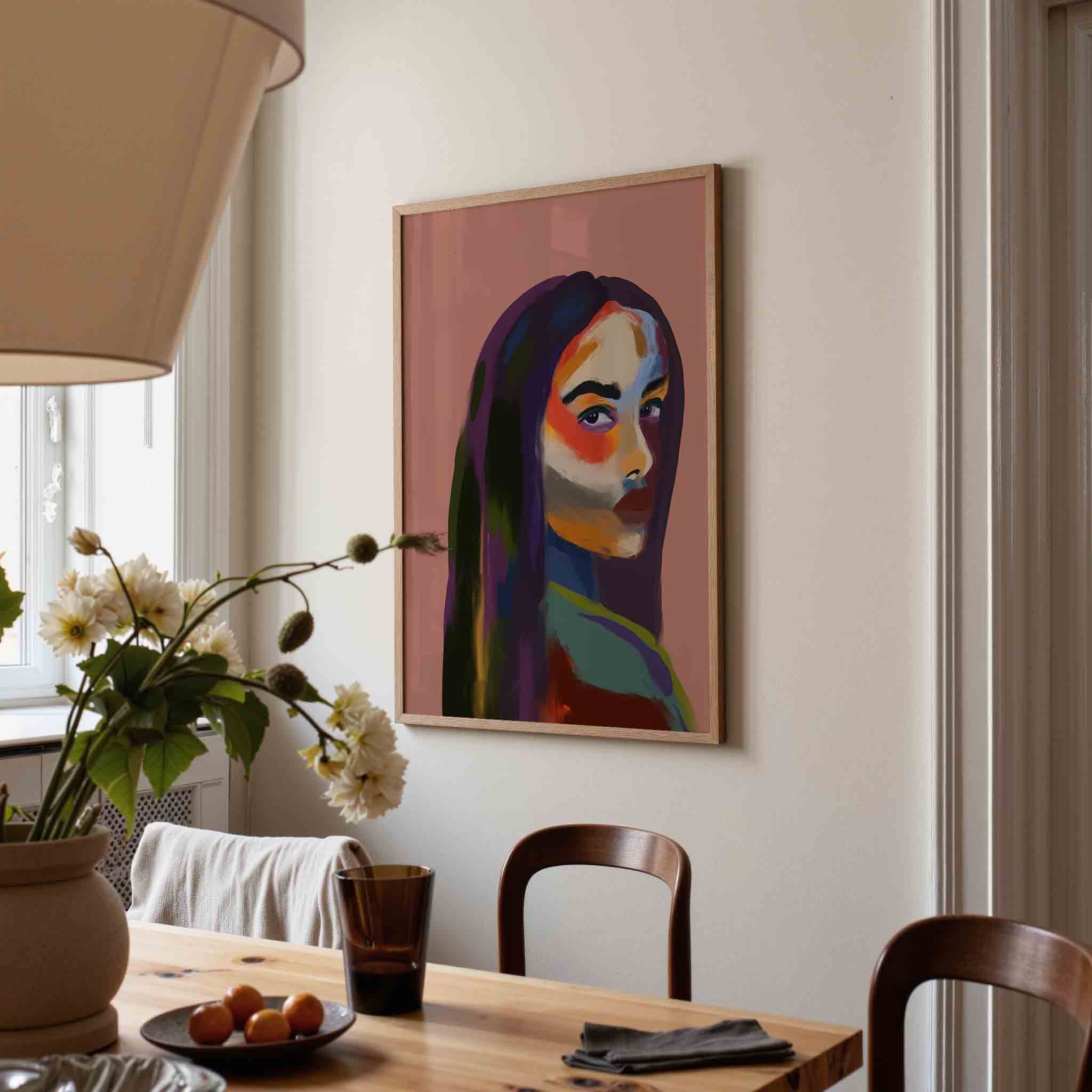 Portret met kleurrijke accenten Poster