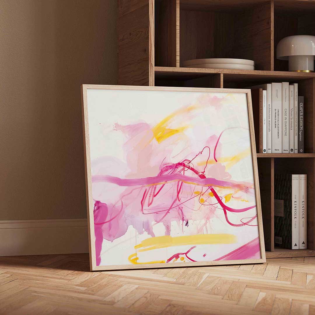 Abstracte roze en gele Poster