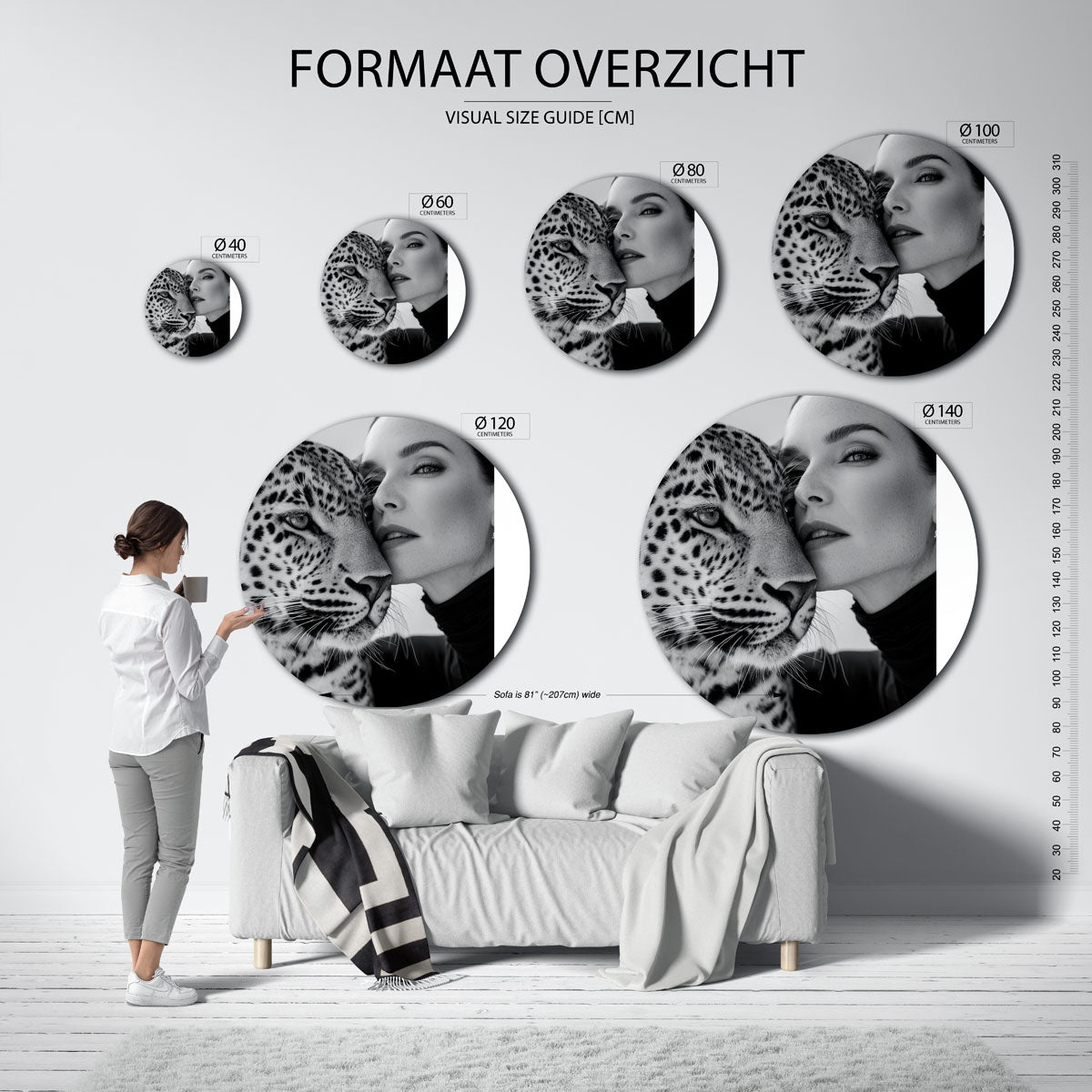 Vrouw en luipaard Muurcirkel