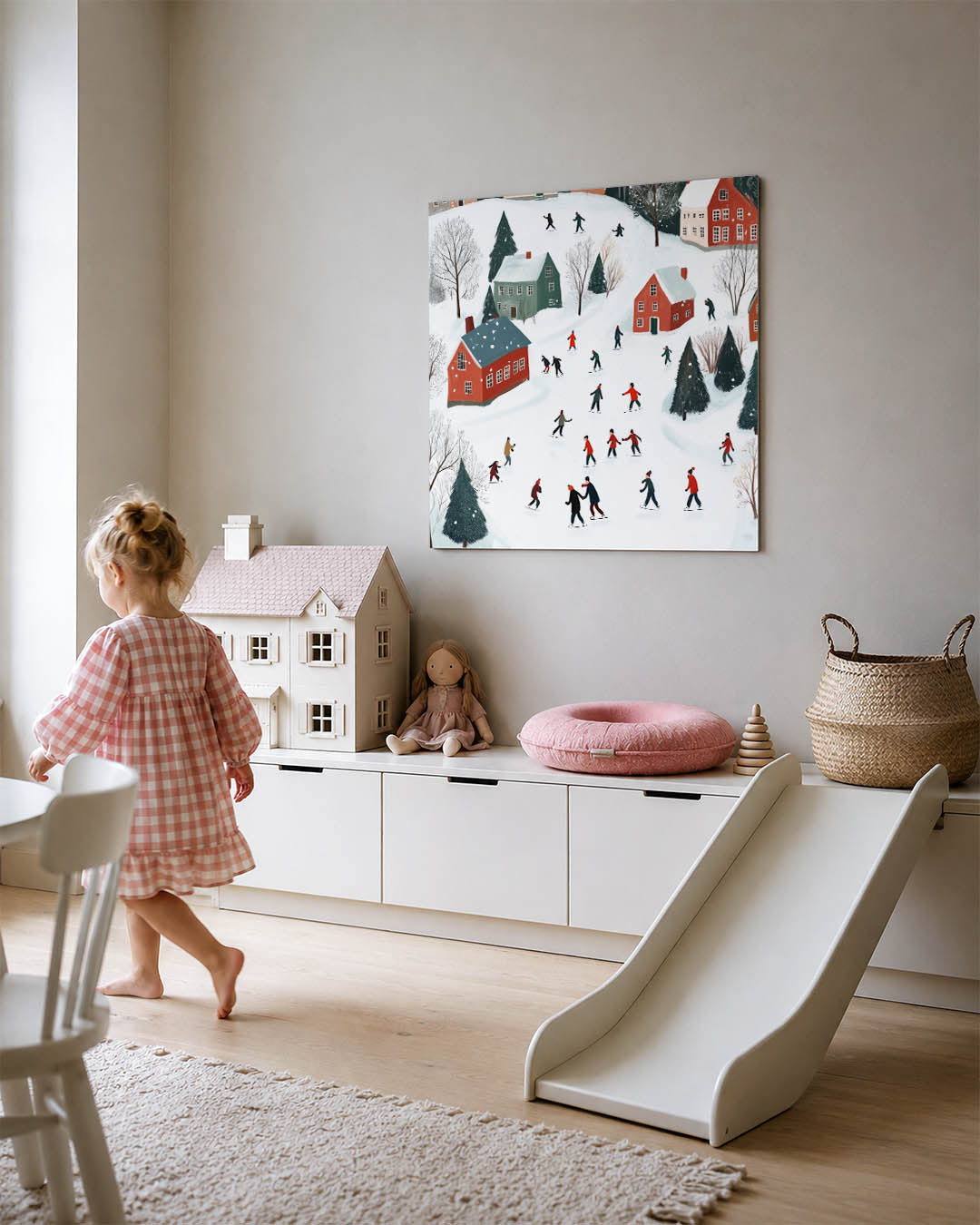 Winterse ijsschaatsers Kunstwerk