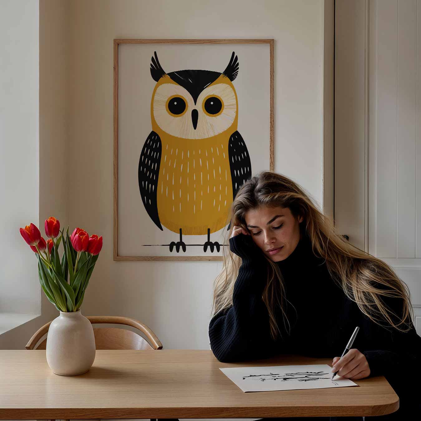 Schattige Uilenposter voor Thuis Poster-WallArtistic