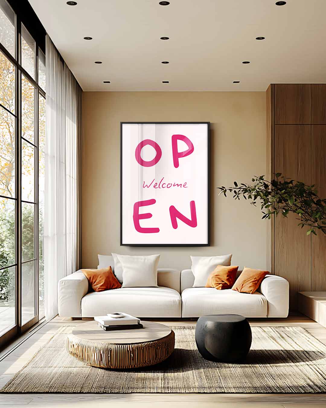 Welkomstbord "Open Kunstwerk-canvas-dibond-plexiglas-wanddecoratie-WallArtistic