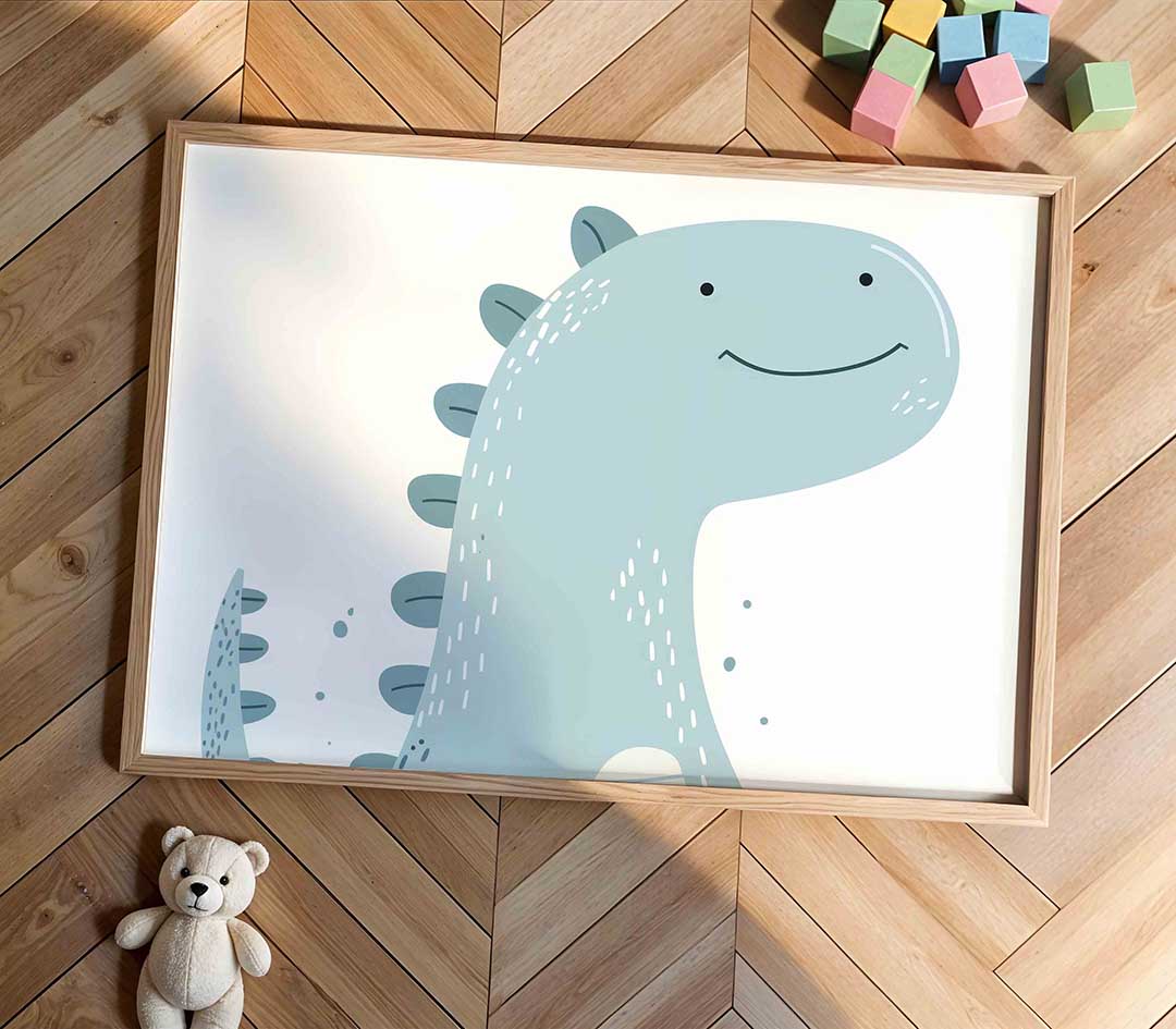 Blauwe dinosaurus Poster