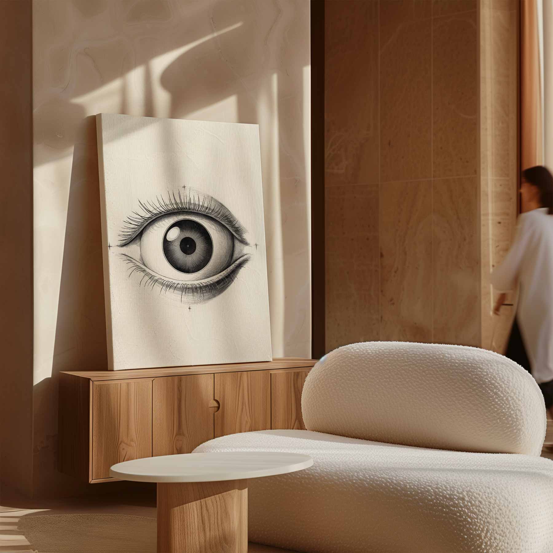 Intrigerend Potloodtekening Oog Kunstwerk-canvas-dibond-plexiglas-wanddecoratie-WallArtistic
