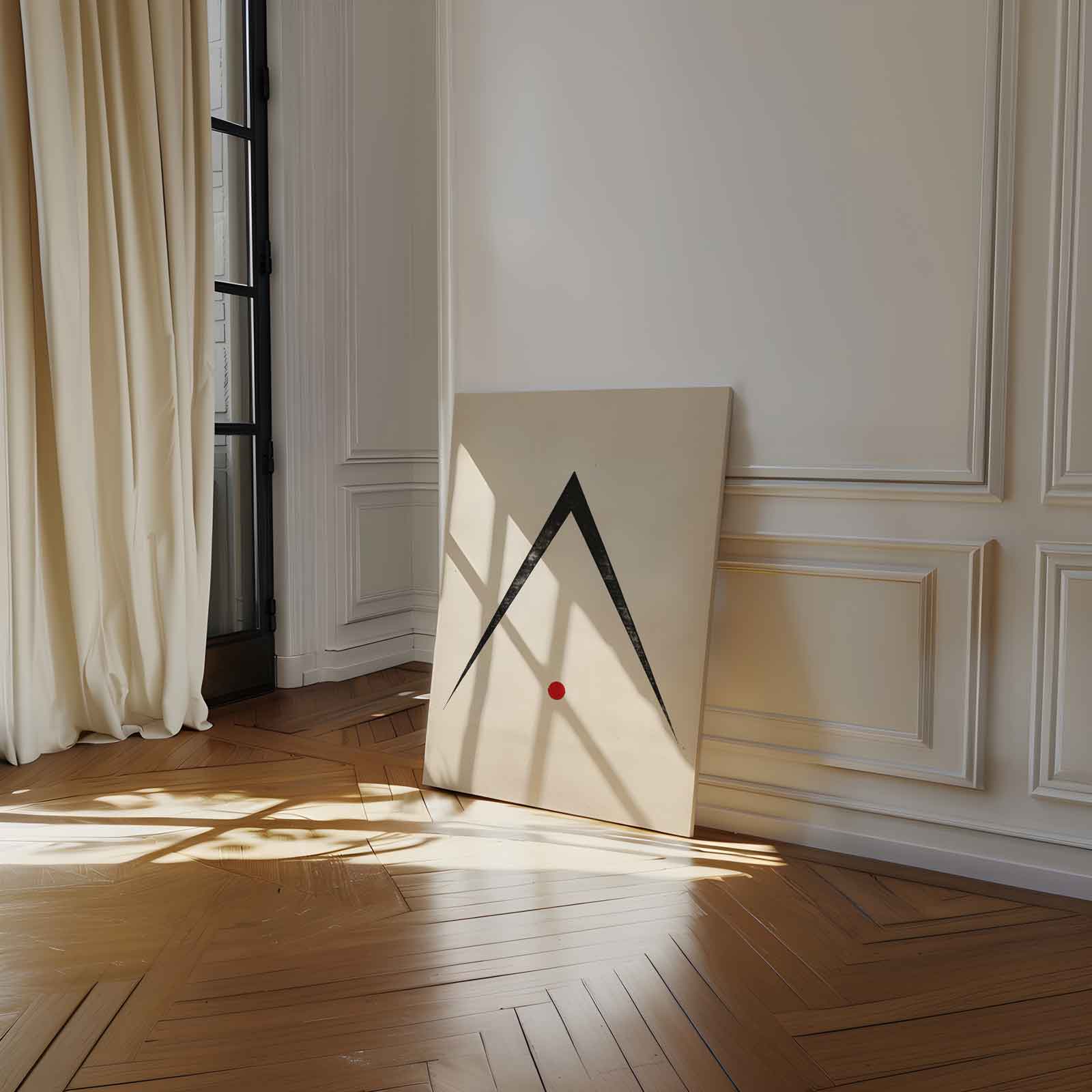 Minimalistisch Abstract Driehoek en Cirkel Kunstwerk-canvas-dibond-plexiglas-wanddecoratie-WallArtistic