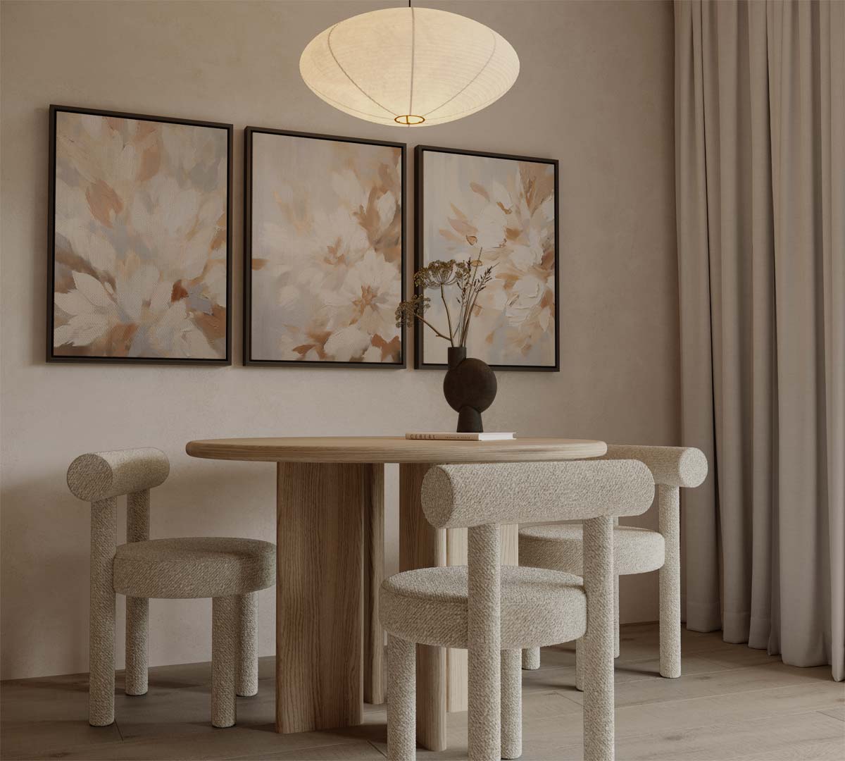 Abstract flowers in soft tones 
