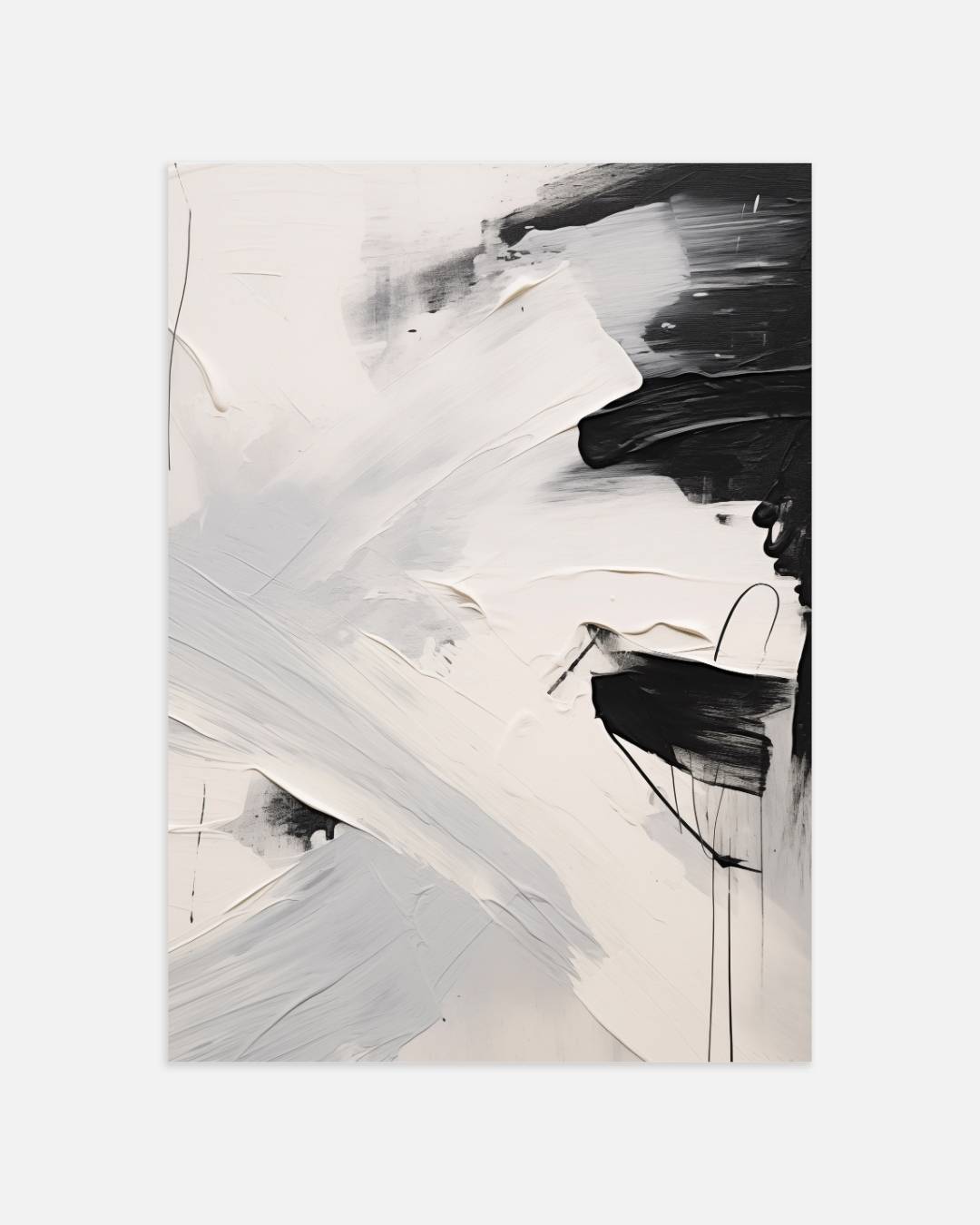 Dynamische monochrome penseelstreken Poster