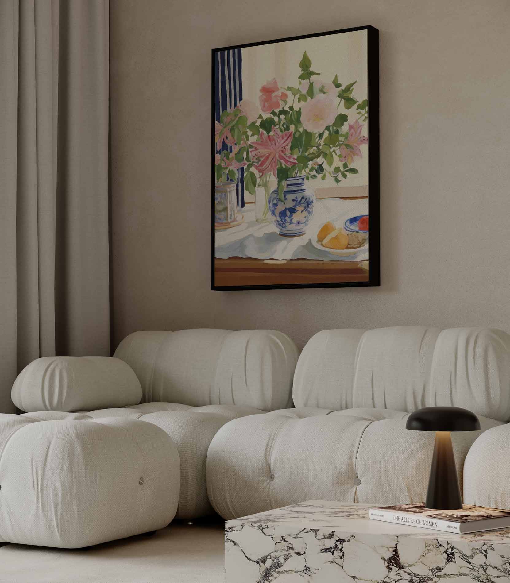 Vase with flowers on the table 