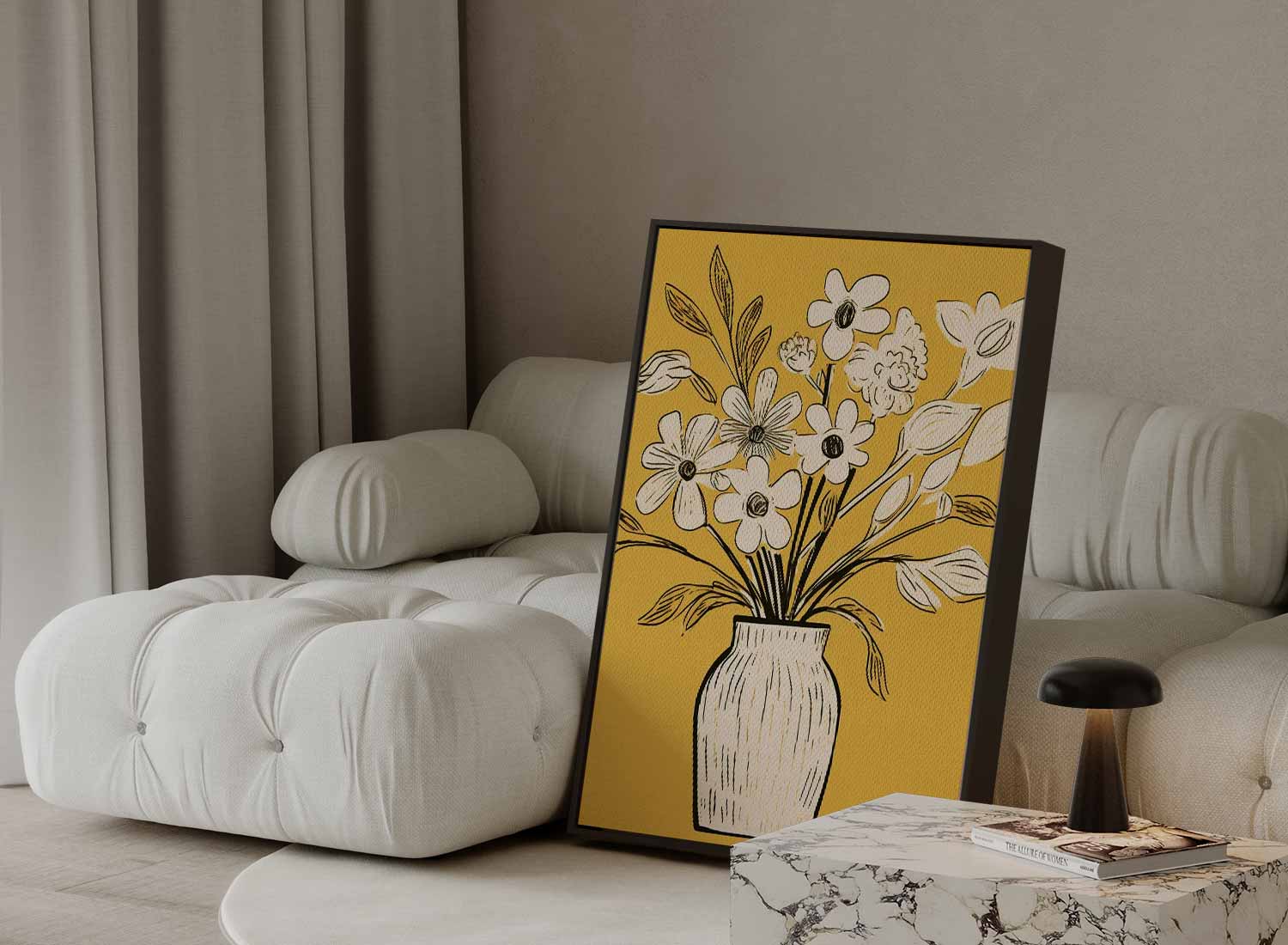 Vase with flowers on yellow 