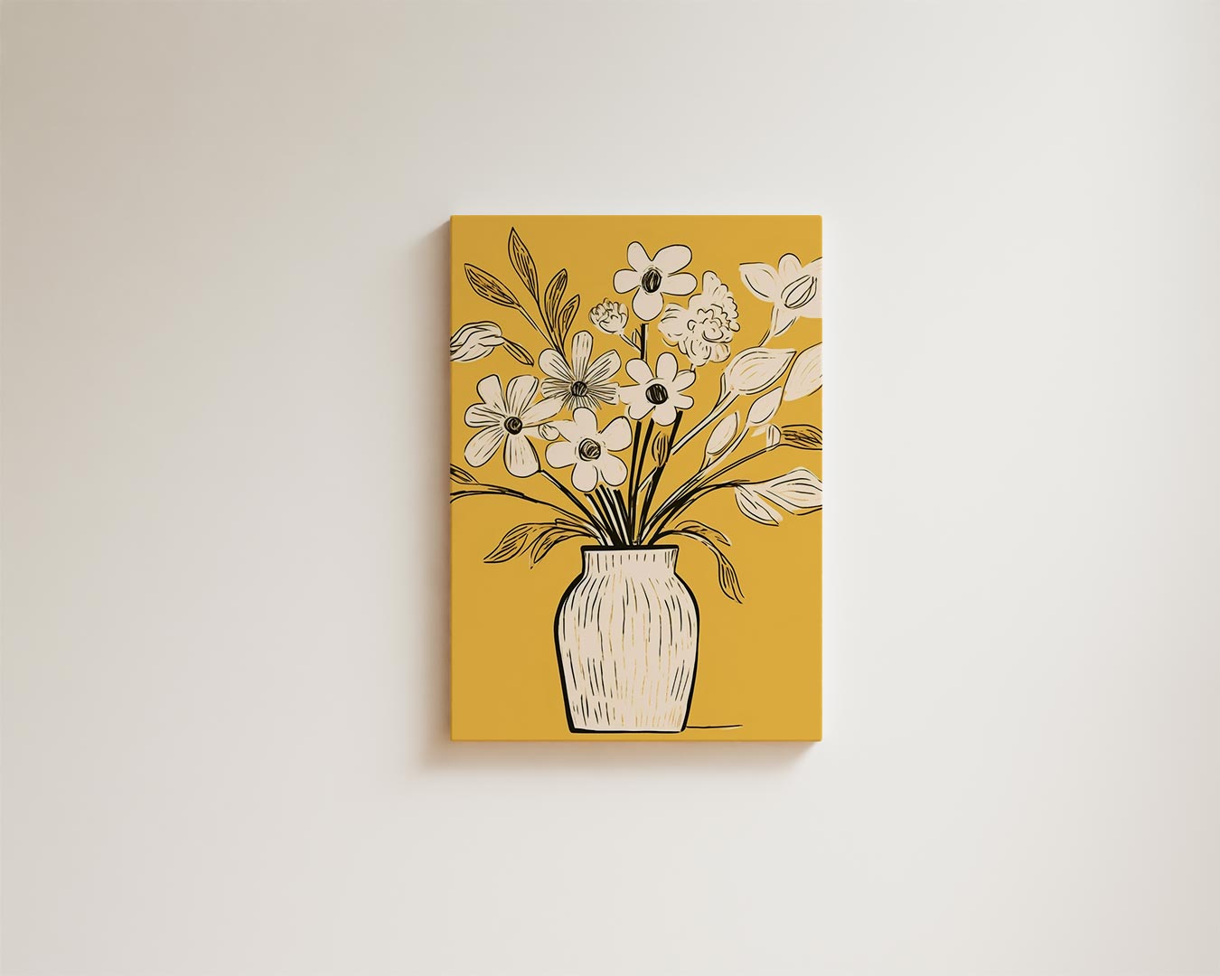 Vase with flowers on yellow 